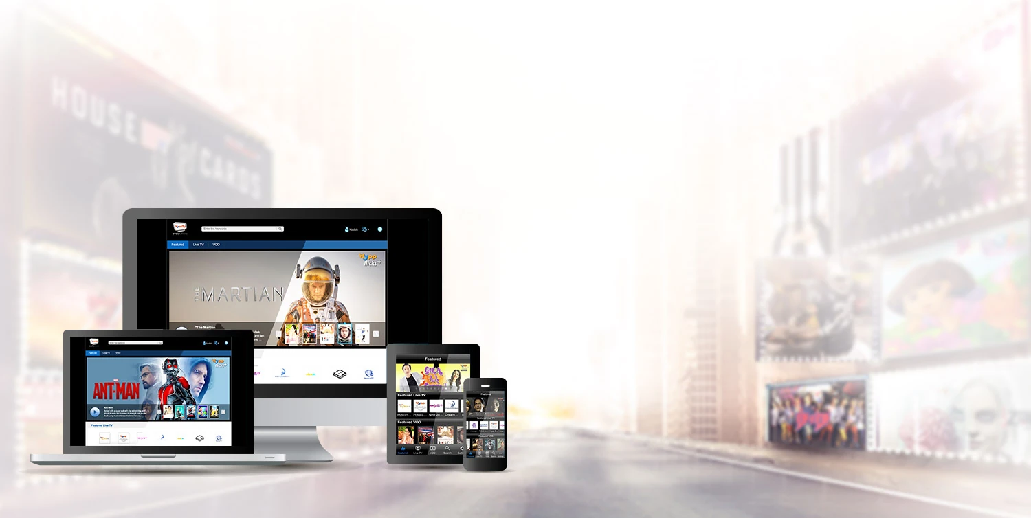 HyppTV shown across a desktop, laptop, tablet and phone